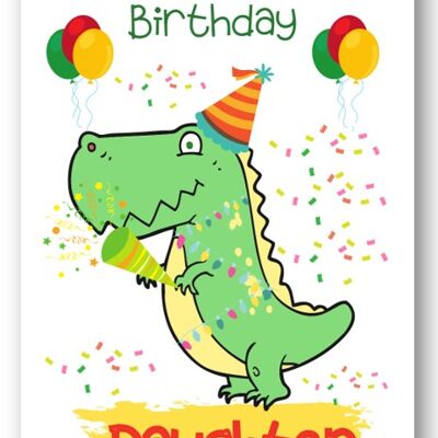 Second Ave Daughter Children’s Kids Dinosaur Birthday Card for Her Greetings Card