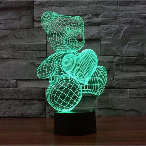 Lampe Ourson & Coeur 3D - Petit (20cm)