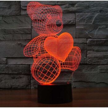 Lampe Ourson & Coeur 3D - Petit (20cm) 3