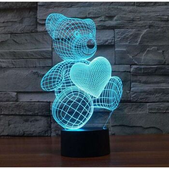 Lampe Ourson & Coeur 3D - Petit (20cm) 4