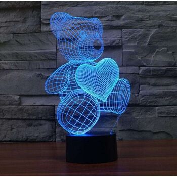 Lampe Ourson & Coeur 3D - Petit (20cm) 6