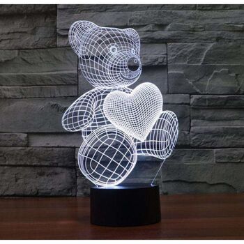 Lampe Ourson & Coeur 3D - Petit (20cm) 7