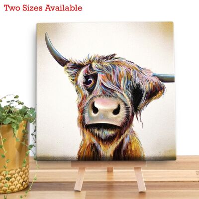 A Bad Hair Day Highland Cow Mini Canvas