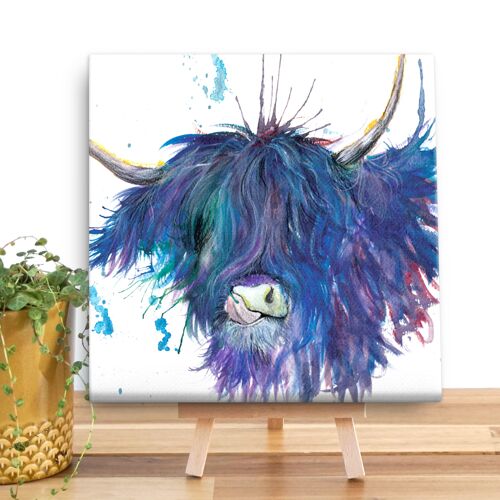 Splatter Highland Cow Mini Canvas