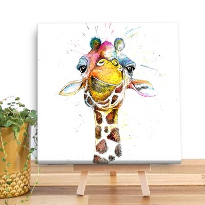 Splatter Regenbogen Giraffe Mini Leinwand