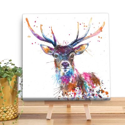 Splatter Regenbogen Hirsch Mini Leinwand