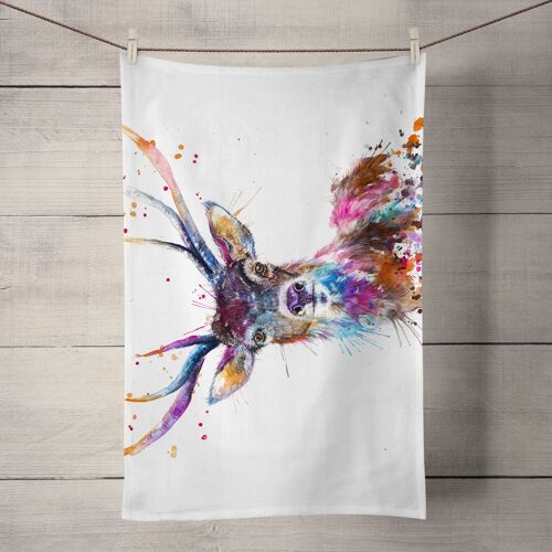 Splatter Rainbow Stag Tea Towel