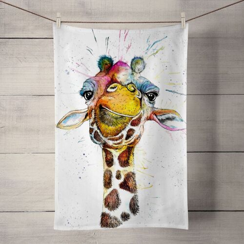 Splatter Rainbow Giraffe Tea Towel