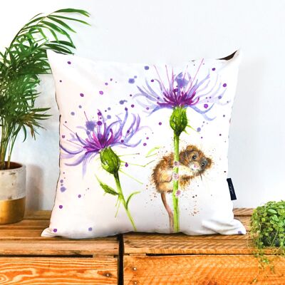 Coussin en suède végétalien Splatter Cornflour Mouse