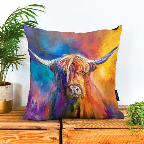 Harris Highland Cow Vegan Suede Cushion