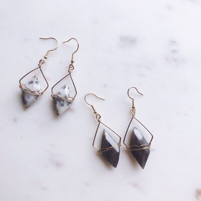 Labradorite diamond earrings
