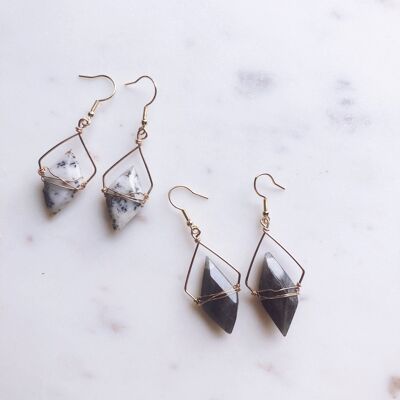 Boucles d'oreilles diamant labradorite