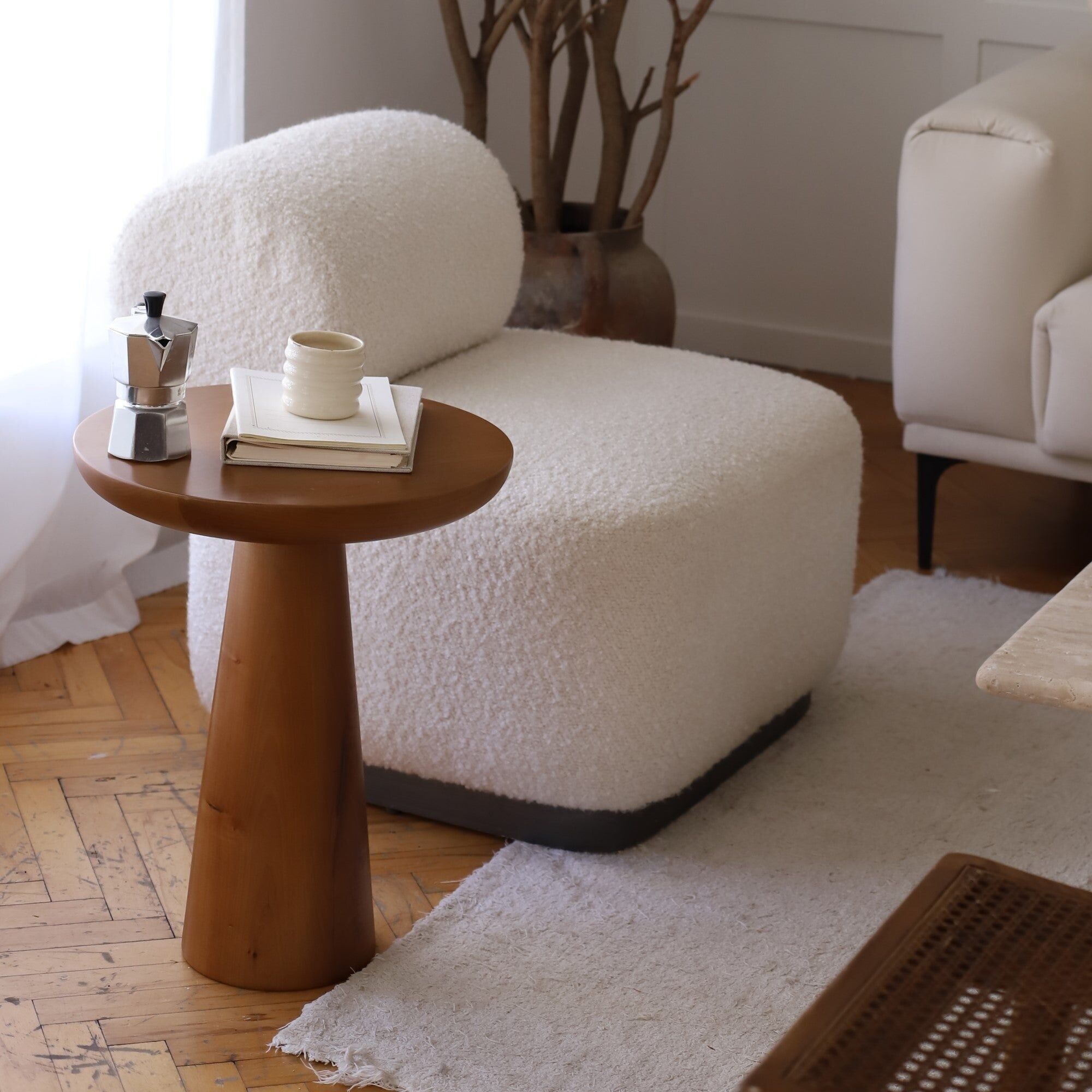 Tavolino alto e tavolino a forma di fungo | Colore noce