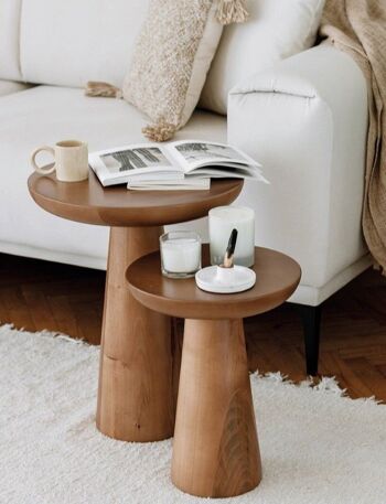 Table basse et table d'appoint aux champignons | Couleur noyer 6