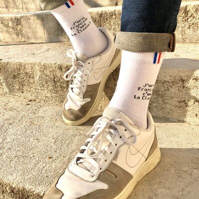 Chaussettes J’suis Français c’est la classe !! - Blanc