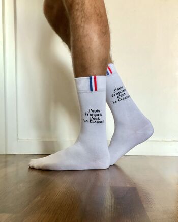 Chaussettes J’suis Français c’est la classe !! - Blanc 3