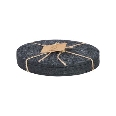 Felt coasters Ø20 cm set of 4 dark grey