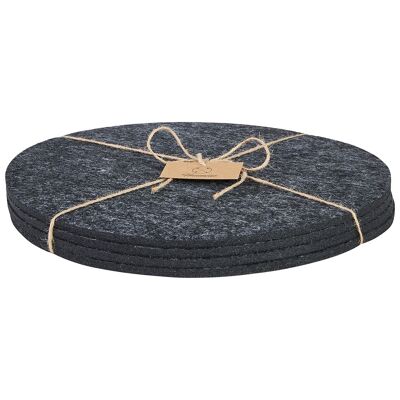 Felt coasters Ø30 cm set of 4 dark grey