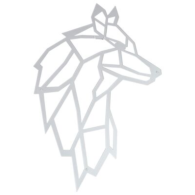 Wanddeko aus Metall | Wolf silber