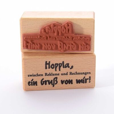 Motivstempel Titel: Hoppla, zwischen Reklame und Rechnungen ein Gruß von mir