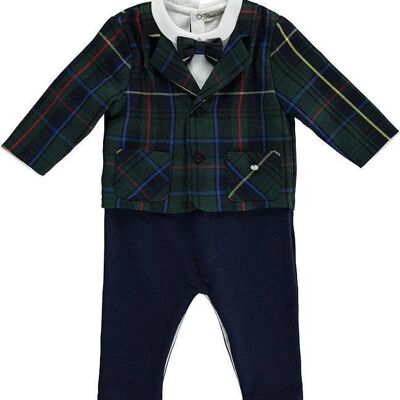 Babygrow Effect In Green Checkered Suit With Blue Pants