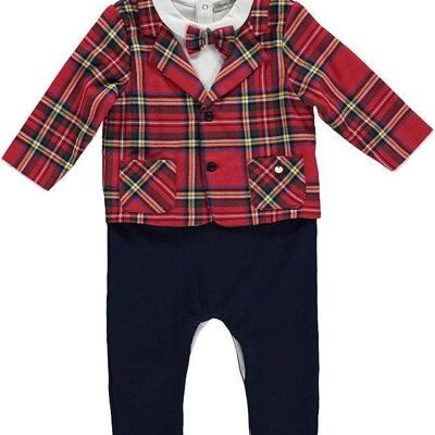Babygrow Effect Red Checkered Suit With Blue Pants