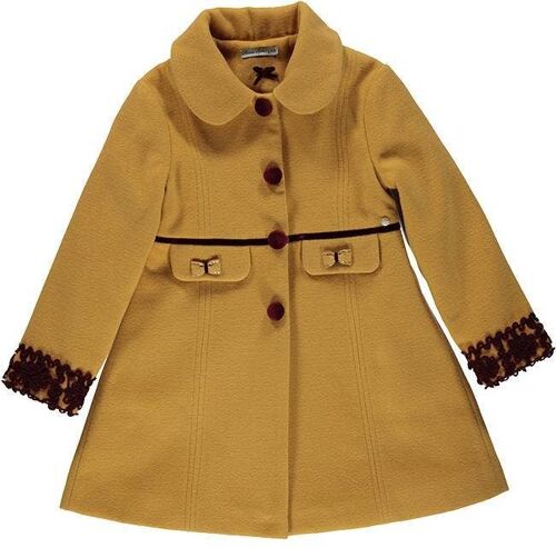 Belted Crisp Yellow Overcoat With Bows On The Pockets
