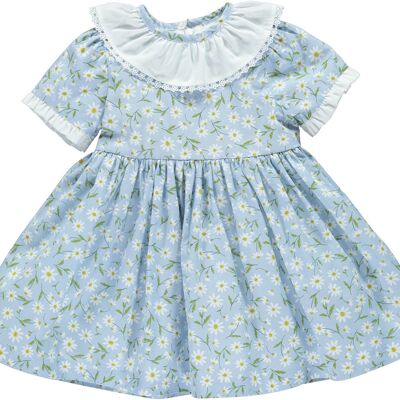 BLUE DRESS WITH FLOWER PATTERN AND COLLAR