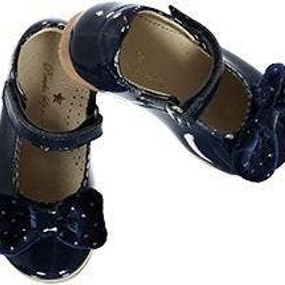 Blue Patent Shoes With Lace And Beading