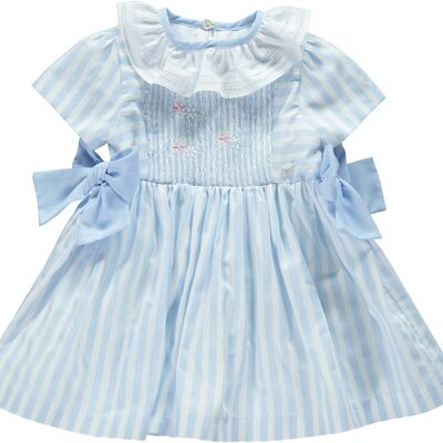 BLUE STRIPES DRESS WITH BOWS