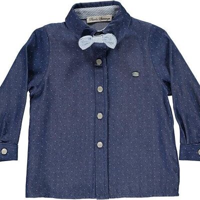 Boy Blue Polka Dots Shirt With Papillon