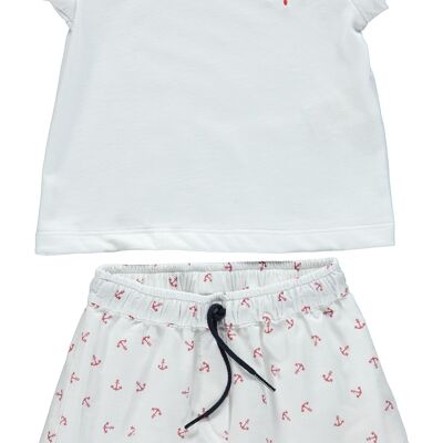 BOY SET WITH WHITE T-SHIRT AND RED ANCHORS SHORTS