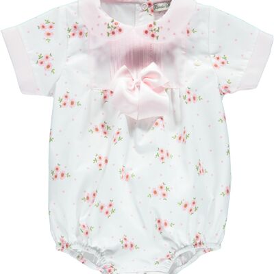 FLORAL PINK BABY BODY WITH EMBROIDERY AND BOW