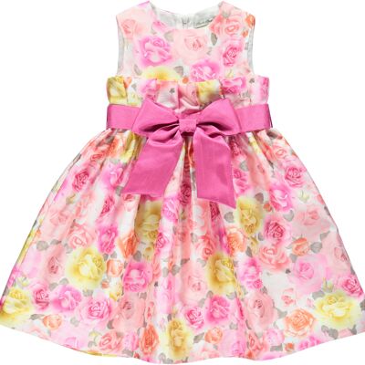 FLORAL PINK DRESS WITH BOW