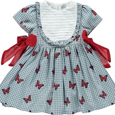 GRAY BUTTERFLY DRESS WITH BOWS