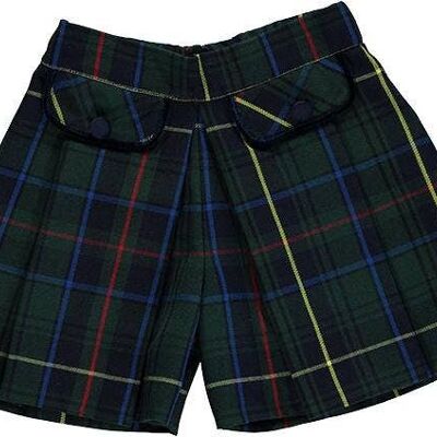 Green Scottish Pattern Shorts With Fake Pockets