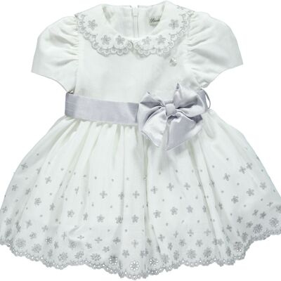 IVORY AND SILVER EMBROIDERY BABY GIRL DRESS