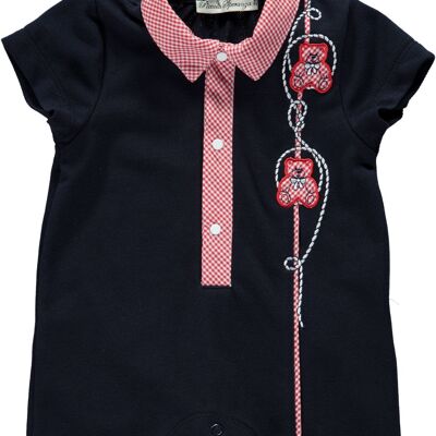 NAVY BABY GROW WITH RED VICKY BEAR EMBROIDERY B