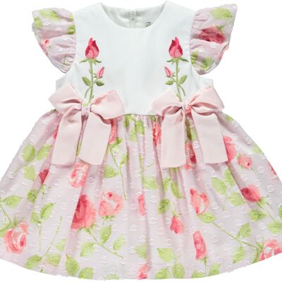 PALE PINK ROSES BABY GIRL DRESS