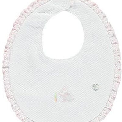 Pink Bib With Embroidered Bunny