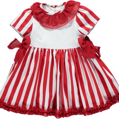 RED AND WHITE STRIPES BABY GIRL DRESS
