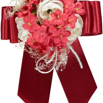 RED FLORAL HEAD BOW