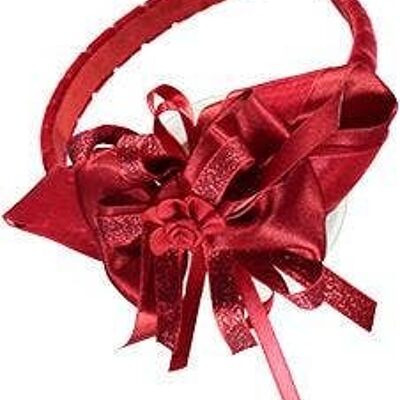 Red Headband With Large Bow With Various Ribbons