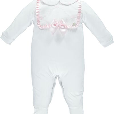 WHITE BABYGROW WITH EMBROIDERY CHEST