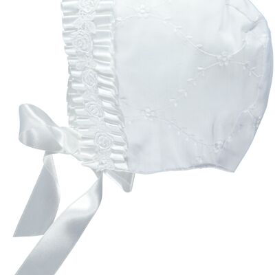 WHITE EMBROIDERY BABY BONNET