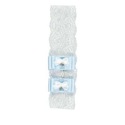 White Lace Ribbon With Blue And White Bows