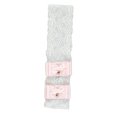 White Lace Ribbon With Pink And White Bows
