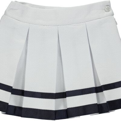 White Male Skirt With Pattern And Navy Blue Ribbon