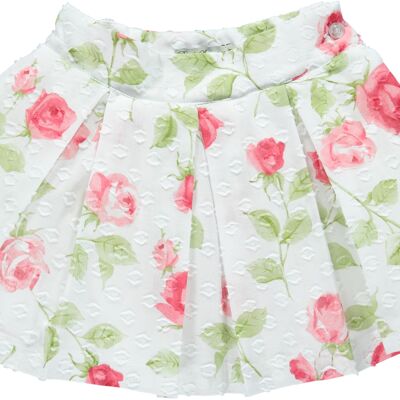 WHITE SKIRT WITH RED ROSES