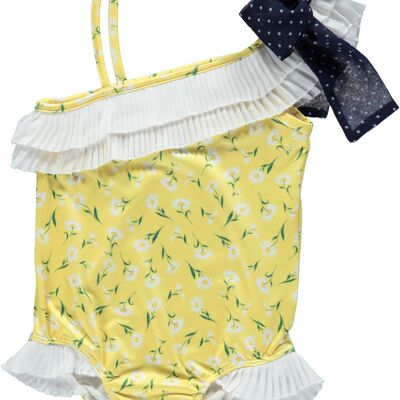 YELLOW FLORAL SWIMSUIT WITH A BOW B